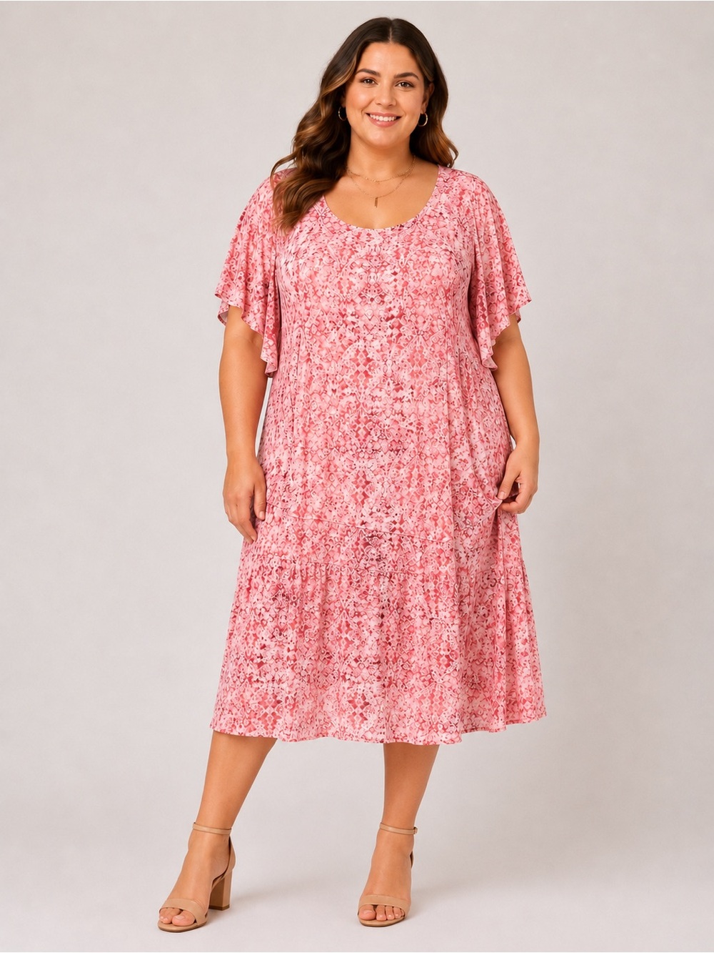 Catherines plus size flutter sleeve printed midi dress size 5X